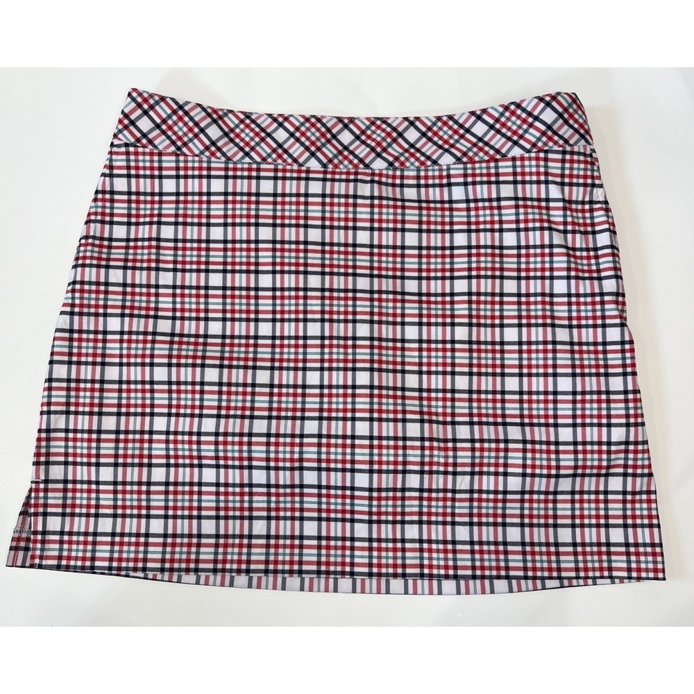 IZOD Golf Skort Womens Size 10 Tartan Plaid Golf Skort Black Red Green White